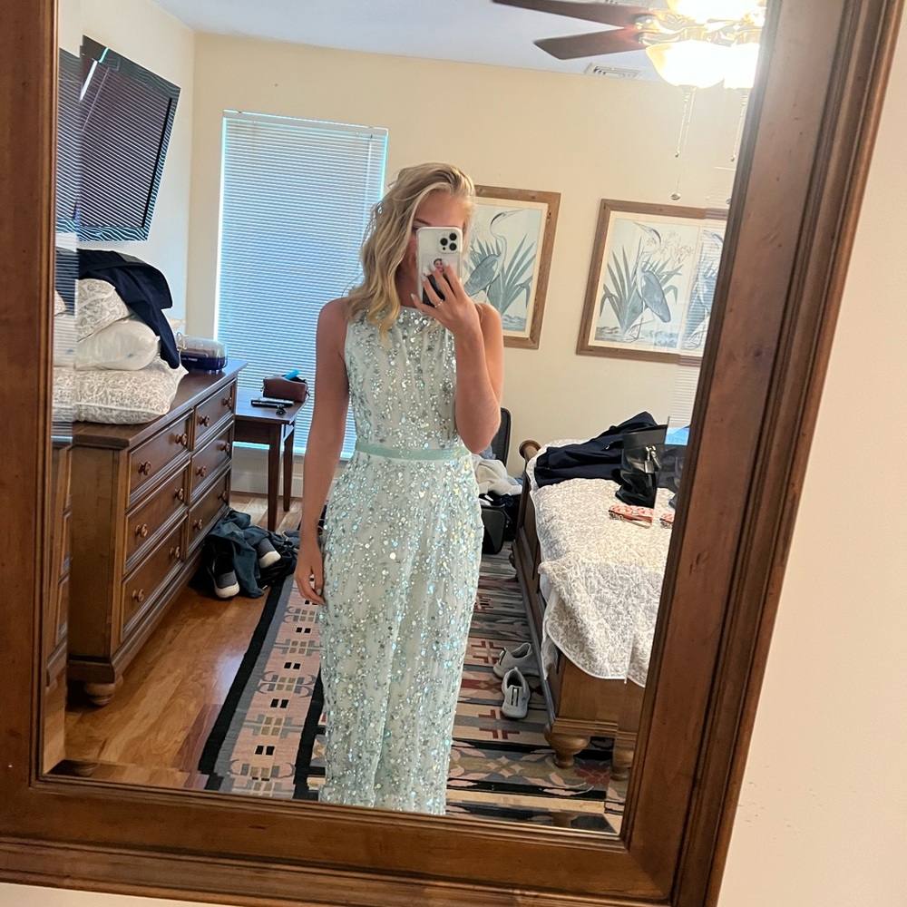 Elegant Light Blue Sequin Dress